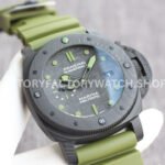 VS Factory Panerai Submersible Pam00961 42mm Black Carbon Fiber Marina Green Rubber Strap Black Dial