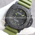 VS Factory Panerai Submersible Pam00961 42mm Black Carbon Fiber Marina Green Rubber Strap Black Dial