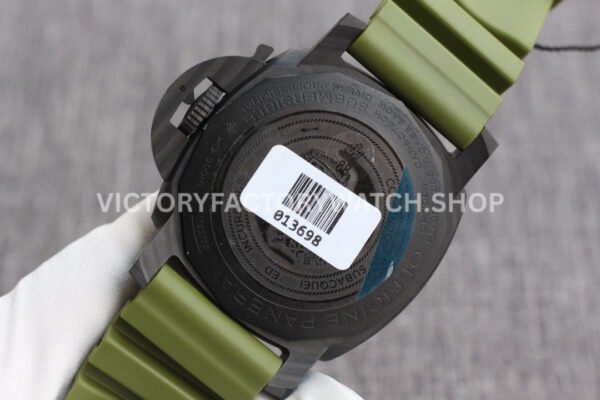 VS Factory Panerai Submersible Pam00961 42mm Black Carbon Fiber Marina Green Rubber Strap Black Dial