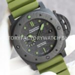 VS Factory Panerai Submersible Pam00961 42mm Black Carbon Fiber Marina Green Rubber Strap Black Dial