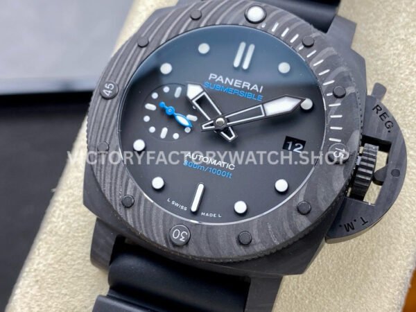 VS Factory Panerai Submersible Pam02231 42mm Black Carbon Fiber Black Rubber Strap Black Dial