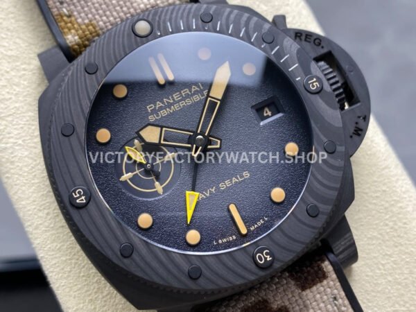 VS Factory Panerai Submersible Pam1513 44mm Carbon Fiber Rubber Strap Black Dial