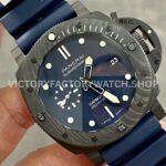 VS Factory Panerai Submersible Quarantaquattro Pam01232 44mm Carbon Fiber Rubber Strap Blue Dial