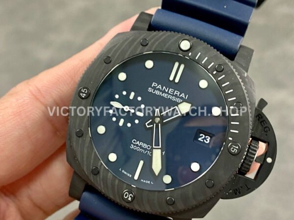 VS Factory Panerai Submersible Quarantaquattro Pam01232 44mm Carbon Fiber Rubber Strap Blue Dial
