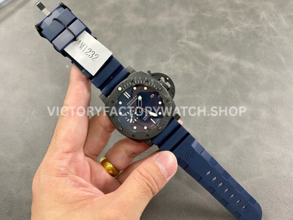 VS Factory Panerai Submersible Quarantaquattro Pam01232 44mm Carbon Fiber Rubber Strap Blue Dial