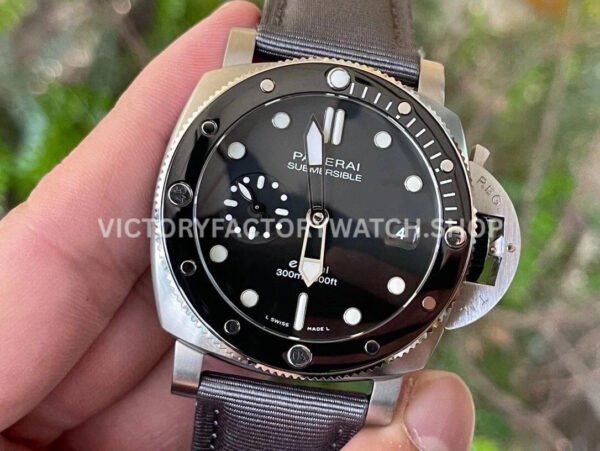 VS Factory Panerai Submersible Quarantaquattro Pam01288 44mm Steel Canvas Strap Grey Dial