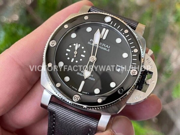 VS Factory Panerai Submersible Quarantaquattro Pam01288 44mm Steel Canvas Strap Grey Dial