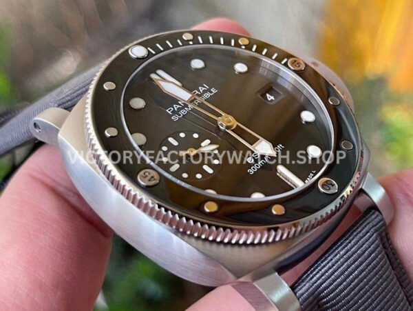 VS Factory Panerai Submersible Quarantaquattro Pam01288 44mm Steel Canvas Strap Grey Dial