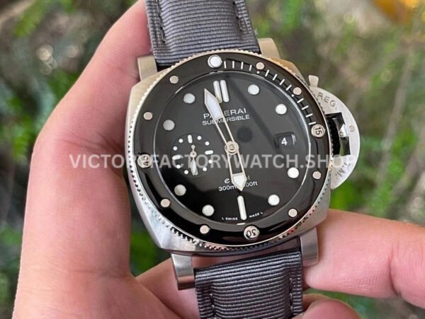 VS Factory Panerai Submersible Quarantaquattro Pam01288 44mm Steel Canvas Strap Grey Dial