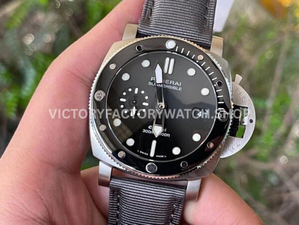 VS Factory Panerai Submersible Quarantaquattro Pam01288 44mm Steel Canvas Strap Grey Dial