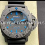 VS PAM01616 combines a black dial with the larger 47mm black carbon fiber case, creating a bolder and more aggressive Submersible presence on wrist.