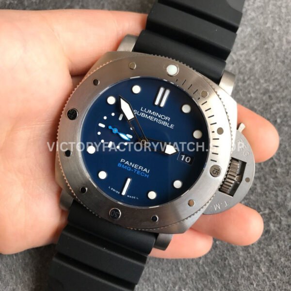 VS Fatory Panerai Luminor Submersible 1950 3 Days Pam00692 47mm Titanium Black Rubber Strap Blue Dial