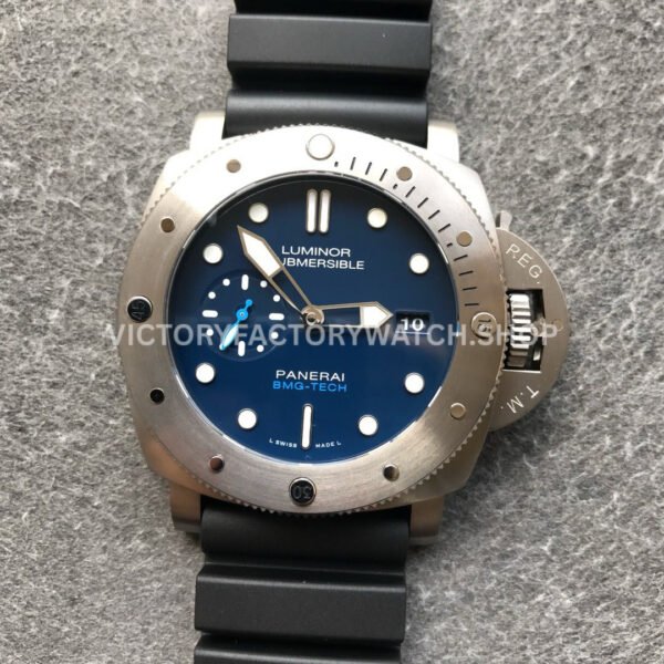 VS Fatory Panerai Luminor Submersible 1950 3 Days Pam00692 47mm Titanium Black Rubber Strap Blue Dial