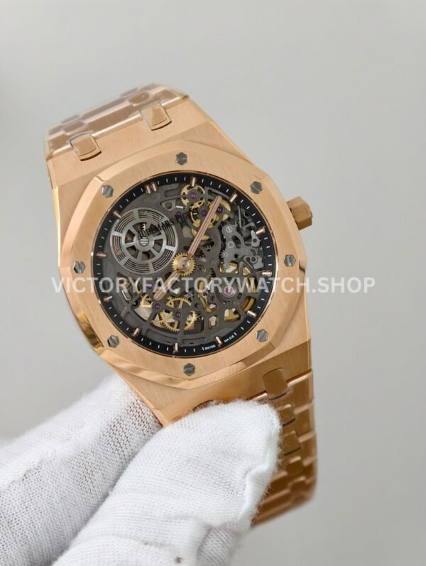 ZF Factory Audemars Piguet Royal Oak Jumbo 16204BA.OO.1240BA.01 Rose Gold Skeletonized Dial