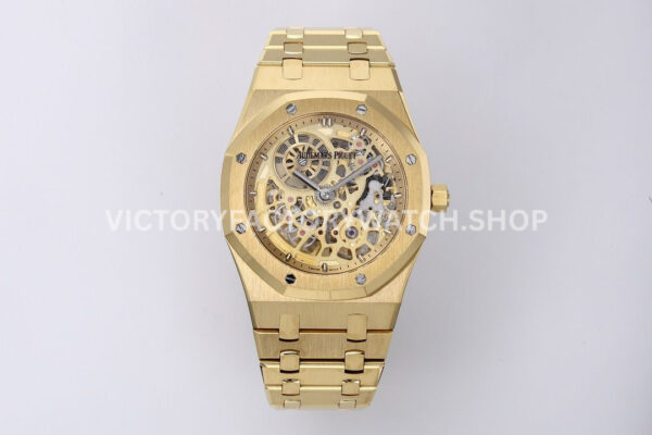 ZF AP Royal Oak Jumbo 16204 yellow gold skeletonized dial luxury sports watch
