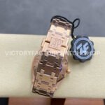 ZF Factory Audemars Piguet Royal Oak Lady 33mm Diamond Bezel Full Rose Gold Brown Dial
