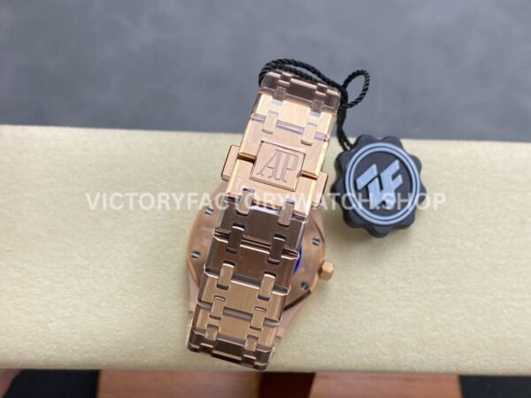 ZF Factory Audemars Piguet Royal Oak Lady 33mm Diamond Bezel Full Rose Gold Brown Dial