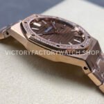 ZF Factory Audemars Piguet Royal Oak Lady 33mm Diamond Bezel Full Rose Gold Brown Dial