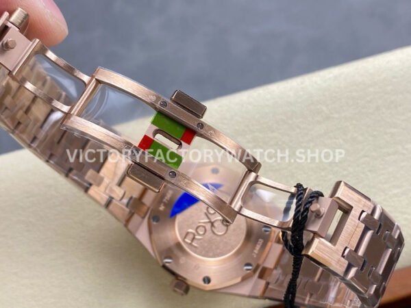 ZF Factory Audemars Piguet Royal Oak Lady 33mm Diamond Bezel Full Rose Gold Brown Dial