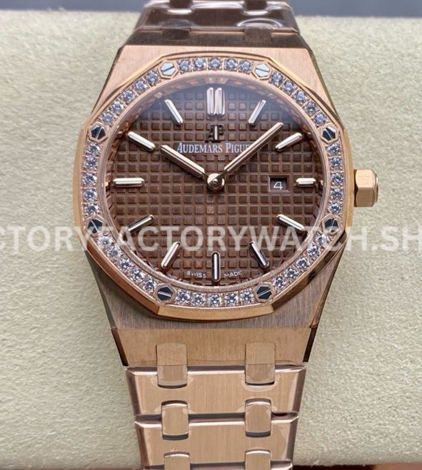 ZF AP Lady brown dial diamond bezel rose gold