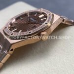 ZF Factory Audemars Piguet Royal Oak Lady 33mm Diamond Bezel Full Rose Gold Brown Dial