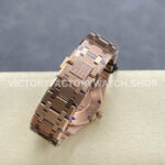 ZF Factory Audemars Piguet Royal Oak Lady 67651OR.ZZ.1261OR.02 33mm Diamond Be (1) ZF Factory Audemars Piguet Royal Oak Lady 67651OR.ZZ.1261OR.02 33mm Diamond Bezel Full Rose Gold Blue Dial