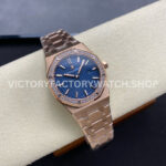 ZF Factory Audemars Piguet Royal Oak Lady 67651OR.ZZ.1261OR.02 33mm Diamond Be ( (3) ZF Factory Audemars Piguet Royal Oak Lady 67651OR.ZZ.1261OR.02 33mm Diamond Bezel Full Rose Gold Blue Dial