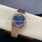 ZF Factory Audemars Piguet Royal Oak Lady 67651OR.ZZ.1261OR.02 33mm Diamond Be ( (4) ZF Factory Audemars Piguet Royal Oak Lady 67651OR.ZZ.1261OR.02 33mm Diamond Bezel Full Rose Gold Blue Dial