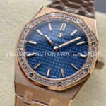 ZF Factory Audemars Piguet Royal Oak Lady 67651OR.ZZ.1261OR.02 33mm Diamond Be ( (7) ZF Factory Audemars Piguet Royal Oak Lady 67651OR.ZZ.1261OR.02 33mm Diamond Bezel Full Rose Gold Blue Dial