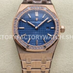 ZF Factory Audemars Piguet Royal Oak Lady 67651OR.ZZ.1261OR.02 33mm Diamond Be ( (8) ZF 67651OR blue dial rose gold AP Lady
