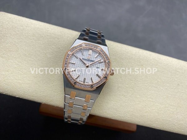 ZF Factory Audemars Piguet Royal Oak Lady 67651SR.ZZ.1261SR.01 33mm Diamond Bezel Rose Gold&Steel Silver Dial