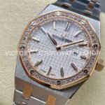 ZF Factory Audemars Piguet Royal Oak Lady 67651SR.ZZ.1261SR.01 33mm Diamond Bezel Rose Gold&Steel Silver Dial