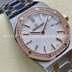 ZF Factory Audemars Piguet Royal Oak Lady 67651SR.ZZ.1261SR.01 33mm Diamond Bezel Rose Gold&Steel Silver Dial