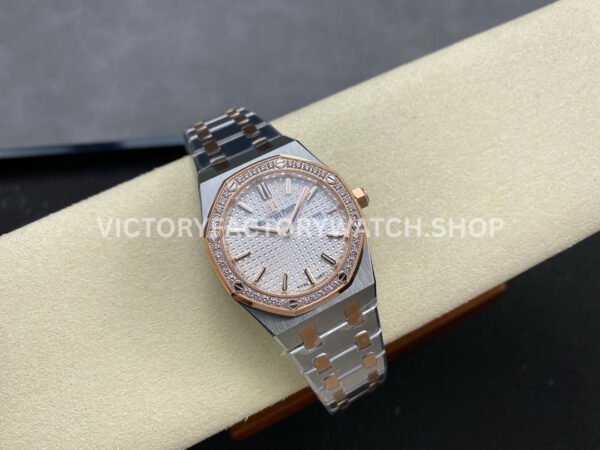 ZF Factory Audemars Piguet Royal Oak Lady 67651SR.ZZ.1261SR.01 33mm Diamond Bezel Rose Gold&Steel Silver Dial