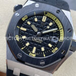 ZF Factory Audemars Piguet Royal Oak Offshore Diver 15720CN.OO.A002CA.01 42m ( (3) ZF Factory Audemars Piguet Royal Oak Offshore Diver 15720CN.OO.A002CA.01 42mm White Gold Rubber Strap Black Dial