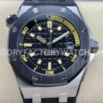 ZF Factory Audemars Piguet Royal Oak Offshore Diver 15720CN.OO.A002CA.01 42m ( (7) ZF AP Offshore Diver 15720CN black dial white gold super clone watch 42mm