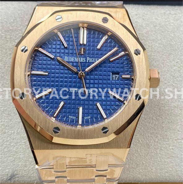 ZF Factory Audemars Piguet Royal Oak Selfwinding 15400OR.OO.1220OR.03 41mm Full Rose Gold (1) ZF AP Royal Oak 15400OR blue dial 41mm rose gold luxury watch super clone