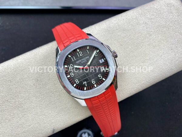 ZF Factory Patek Philippe Aquanaut 5167 40mm Steel Red Rubber Strap Arabic Numerals Black Dial (3) ZF Factory Patek Philippe Aquanaut 5167 40mm Steel Red Rubber Strap Arabic Numerals Black Dial