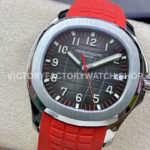 ZF Factory Patek Philippe Aquanaut 5167 40mm Steel Red Rubber Strap Arabic Numerals Black Dial (4) ZF Factory Patek Philippe Aquanaut 5167 40mm Steel Red Rubber Strap Arabic Numerals Black Dial