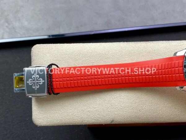 ZF Factory Patek Philippe Aquanaut 5167 40mm Steel Red Rubber Strap Arabic Numerals Black Dial (6) ZF Factory Patek Philippe Aquanaut 5167 40mm Steel Red Rubber Strap Arabic Numerals Black Dial