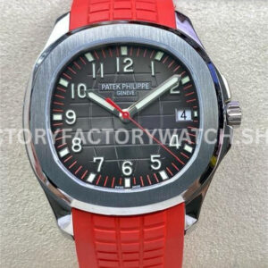 ZF Factory Patek Philippe Aquanaut 5167 black dial red rubber strap