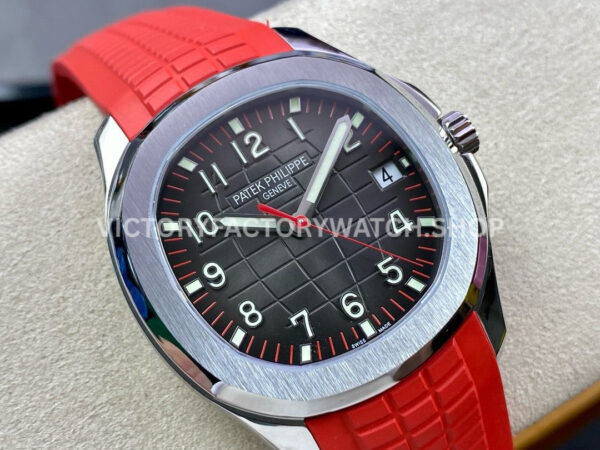 ZF Factory Patek Philippe Aquanaut 5167 40mm Steel Red Rubber Strap Arabic Numerals Black Dial (9) ZF Factory Patek Philippe Aquanaut 5167 40mm Steel Red Rubber Strap Arabic Numerals Black Dial