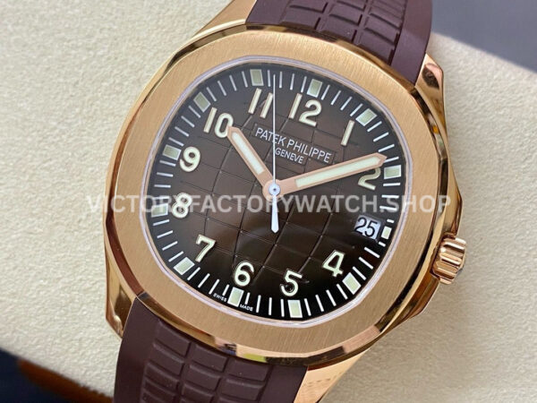 ZF Factory Patek Philippe Aquanaut 5167R-001 40mm Rose Gold Brown Rubber Strap Arabic Numerals Brown Dial