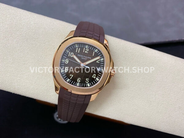 ZF Factory Patek Philippe Aquanaut 5167R-001 40mm Rose Gold Brown Rubber Strap Arabic Numerals Brown Dial