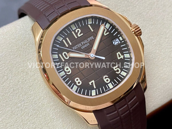 ZF Factory Patek Philippe Aquanaut 5167R-001 40mm Rose Gold Brown Rubber Strap Arabic Numerals Brown Dial