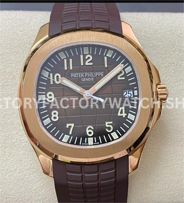 ZF Factory Patek Philippe Aquanaut 5167R brown dial rose gold brown rubber strap