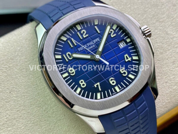 ZF Factory Patek Philippe Aquanaut 5168G-001 42mm White Gold Blue Rubber Strap Arabic Numerals Blue Dial