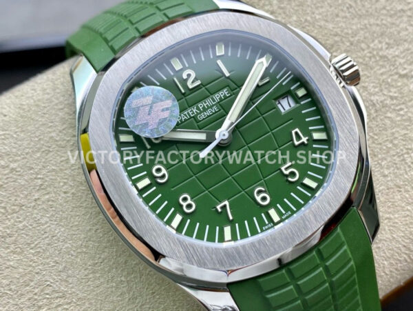 ZF Factory Patek Philippe Aquanaut 5168G-010 42mm White Gold Green Rubber Strap Arabic Numerals Green Dial