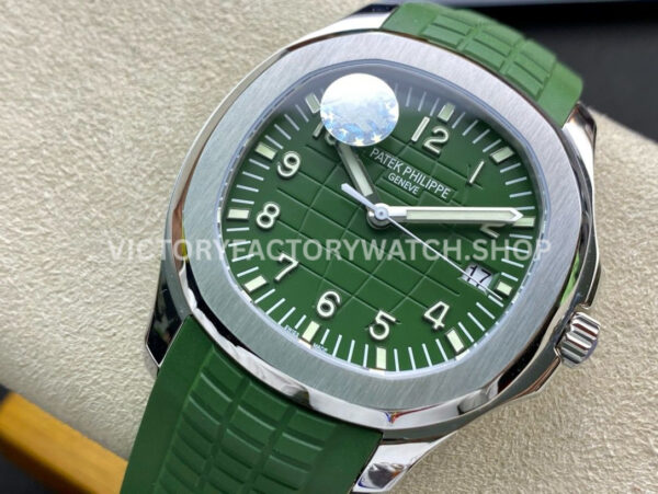 ZF Factory Patek Philippe Aquanaut 5168G-010 42mm White Gold Green Rubber Strap Arabic Numerals Green Dial