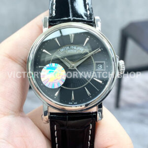 ZF Factory Patek Philippe Calatrava 5153G black dial white gold leather strap
